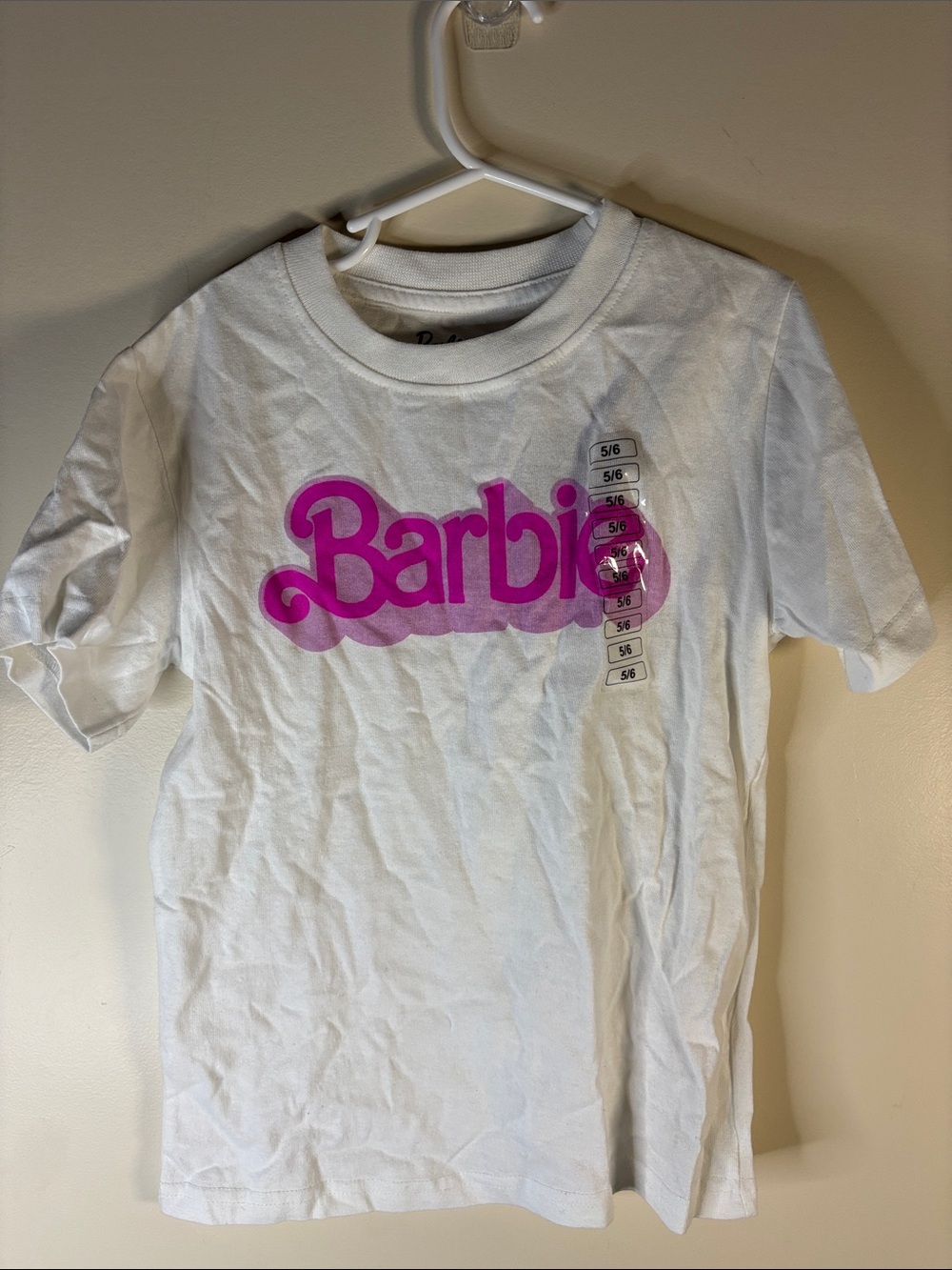 Barbie White Tee with Bright Pink Logo